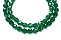 Бусины граненые Firepolish 8мм, отверстие 1мм, цвет 50720 изумрудный прозрачный, 716-019, 25шт