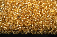 Бисер чешский PRECIOSA круглый 8/0 17020 золотой, серебряная линия внутри, квадратное отверстие, 50г