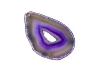 Срез Агата природного, оттенок фиолетовый, 66х45х5мм, отверстие 2мм, 37-204, 1шт