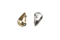 Кристалл Капля 8х5мм пришивной в оправе, цвет топаз, стекло, 43-137, 2шт
