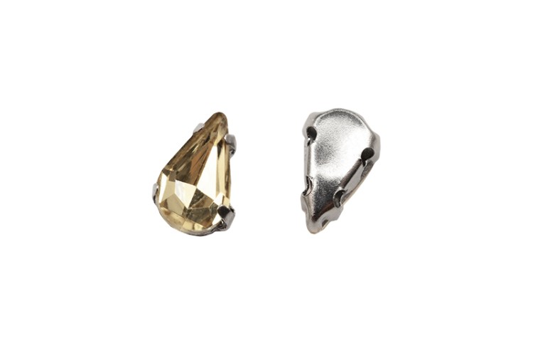 Кристалл Капля 8х5мм пришивной в оправе, цвет топаз, стекло, 43-137, 2шт Кристалл Капля 8х5мм пришивной в оправе, цвет топаз, стекло, 43-137, 2шт