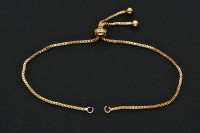 Основа для браслета Цепочка с замком-слайдер 16см, звено 1х1мм, цвет золото, латунь, 16-081, 1шт