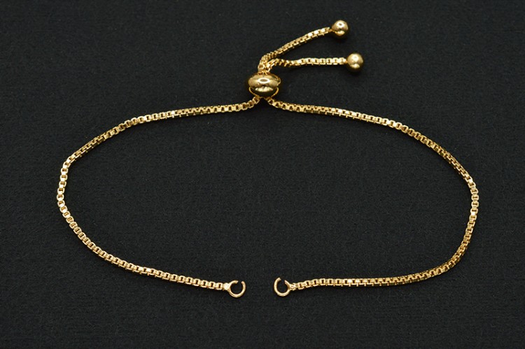 Основа для браслета Цепочка с замком-слайдер 16см, звено 1х1мм, цвет золото, латунь, 16-081, 1шт Основа для браслета Цепочка с замком-слайдер 16см, звено 1х1мм, цвет золото, латунь, 16-081, 1шт