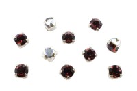 Шатоны Preciosa Maxima 3,2мм в оправе, цвет burgundy DF/silver, 63-208, 10шт