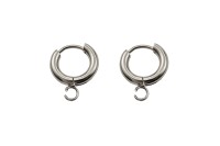 Серьги кольца Конго с петелькой 16х13,5х2,5мм, отверстие 2,5мм, цвет стальной, хирургическая сталь, 21-620, 1 пара