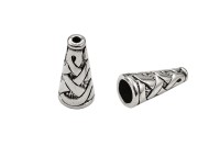 Концевик Конус 18х8мм, отверстие 1,5мм, внутренний диаметр 6мм, цвет античное серебро, сплав металлов, 01-031, 2шт