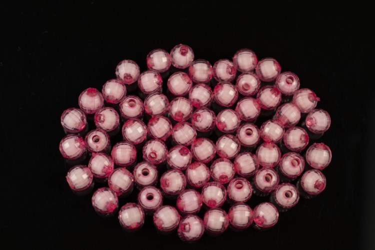 Бусины акриловые круглые граненые 8мм, отверстие 2мм, цвет розовый, 540-249, 10г (около 40шт) Бусины акриловые круглые граненые 8мм, отверстие 2мм, цвет розовый, 540-249, 10г (около 40шт)