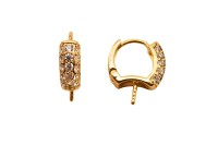 Основа для серег 14х12х4мм, штифт 4х1мм, цвет золото, медь/цирконий, 21-108, 1 пара