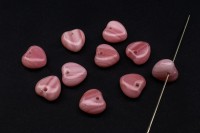 Бусина Сердечко 8х8х4мм, цвет розовый, непрозрачный, стеклянная, 735-227, 10шт