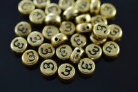 Бусина с русской буквой З 7х4мм, отверстие 1мм, цвет золото/черный, 540-181, 2шт