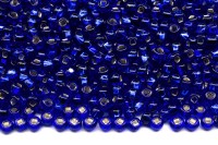 Бисер чешский PRECIOSA круглый 10/0 37080 синий, серебряная линия внутри, квадратное отверстие, 2 сорт, 50г