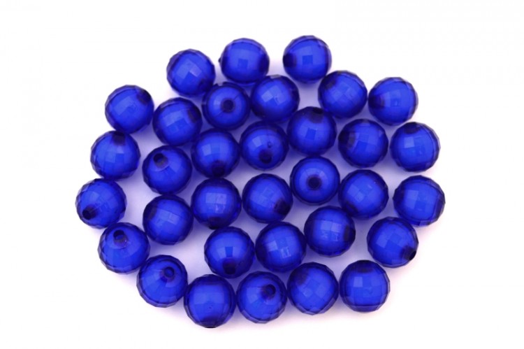 Бусины акриловые круглые граненые 12мм, отверстие 2мм, цвет синий, 540-237, 10шт Бусины акриловые круглые граненые 12мм, отверстие 2мм, цвет синий, 540-237, 10шт