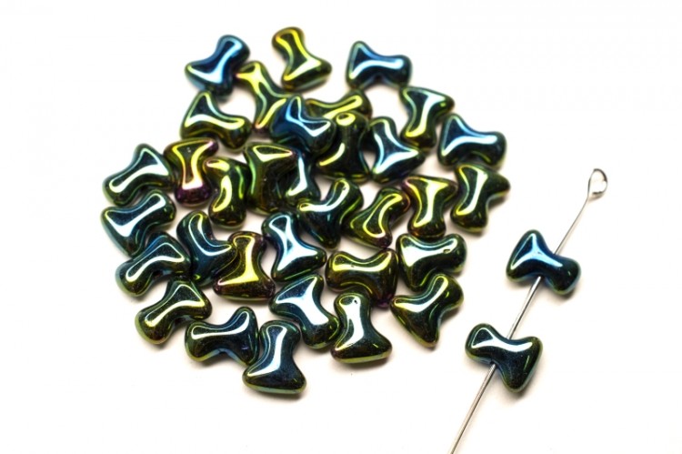 Бусины Tee beads 2х8мм, отверстие 0,5мм, цвет 23980/21455 темно-зеленый ирис, 730-007, 10г (около 50шт) Бусины Tee beads 2х8мм, отверстие 0,5мм, цвет 23980/21455 темно-зеленый ирис, 730-007, 10г (около 50шт)