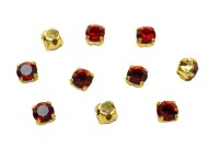 Шатоны Preciosa Maxima 3,2мм в оправе, цвет red velv DF/gold, 63-281, 10шт