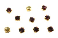 Шатоны Preciosa Maxima 3,2мм в оправе, цвет burgundy DF/gold, 63-207, 10шт