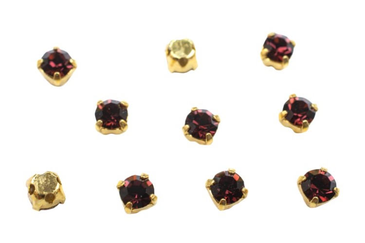 Шатоны Preciosa Maxima 3,2мм в оправе, цвет burgundy DF/gold, 63-207, 10шт Шатоны Preciosa Maxima 3,2мм в оправе, цвет burgundy DF/gold, 63-207, 10шт