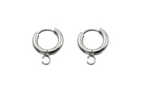Серьги кольца Конго с петелькой 16х13,5х2,5мм, отверстие 2,5мм, цвет серебро, хирургическая сталь, 21-618, 1 пара
