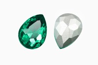 Кристалл Капля 25х18мм, цвет изумрудный, стекло, 26-152, 2шт