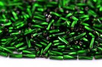 Бисер чешский PRECIOSA стеклярус 57060 7мм витой зеленый, серебряная линия внутри, 50г