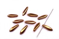 Бусины Dagger beads 16х5мм, отверстие 0,8мм, цвет 23980/27100 Jet Capri Gold Full, 736-053, 10шт