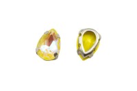 Кристалл Капля 10х7мм пришивной в оправе, цвет citrine FL/платина, 43-238, 2шт