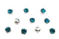 Шатоны Preciosa Maxima 3,2мм в оправе, цвет blue zircon DF/silver, 63-206, 10шт