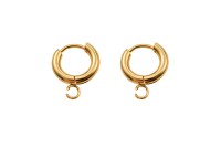 Серьги кольца Конго с петелькой 16х13,5х2,5мм, отверстие 2,5мм, цвет золото, хирургическая сталь, 21-619, 1 пара