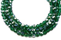 Бусина стеклянная Рондель 6х4мм, цвет зеленый, частично гальваническое покрытие, прозрачная, 507-061, 10 шт