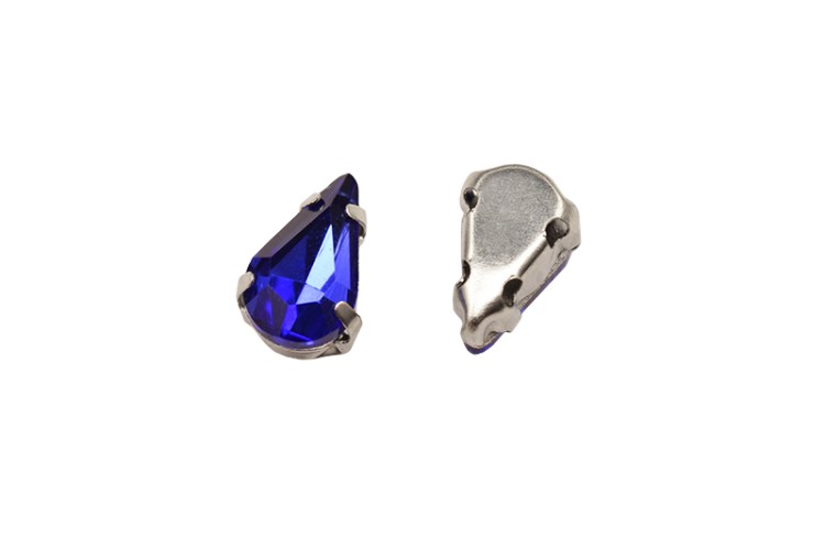 Кристалл Капля 8х5мм пришивной в оправе, цвет синий, стекло, 43-150, 2шт Кристалл Капля 8х5мм пришивной в оправе, цвет синий, стекло, 43-150, 2шт