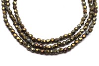 Бусины граненые Firepolish 3мм, отверстие 0,7мм, цвет 21115 коричневый ирис матовый, 713-022, 1 нить (около 50шт)