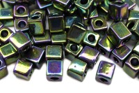 Бисер японский Miyuki Cube кубический 4мм #0465 темный зеленый ирис, металлизированный, 10 грамм