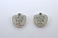 Подвеска Сердце Made for You 15х14,5х1мм, отверстие 2мм, цвет античное серебро, сплав металлов, 22-251, 5шт