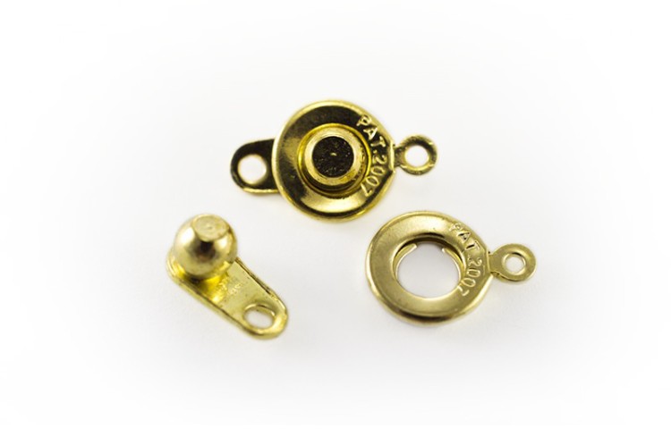 Замок-кнопка 16х9х5мм, отверстие 1,5мм, цвет золото, хирургическая сталь, 08-001, 1шт Замок-кнопка 16х9х5мм, отверстие 1,5мм, цвет золото, хирургическая сталь, 08-001, 1шт