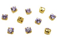 Шатоны Preciosa Maxima 3,2мм в оправе, цвет violet DF/gold, 63-304, 10шт