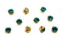Шатоны Preciosa Maxima 3,2мм в оправе, цвет blue zircon DF/gold, 63-205, 10шт