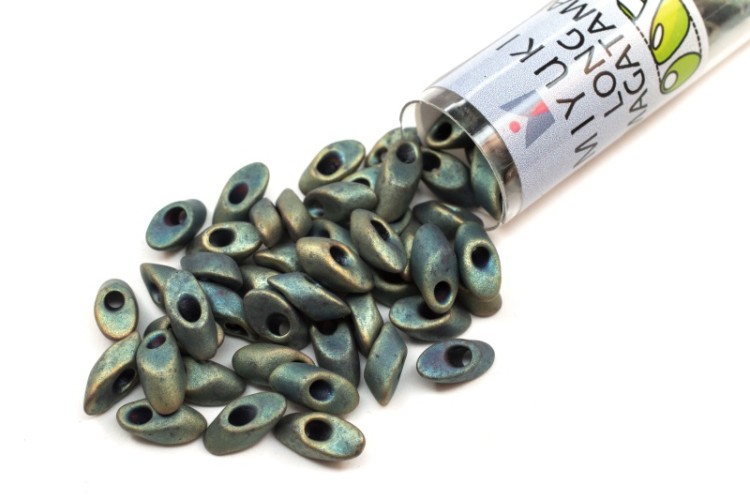 Бисер японский MIYUKI Long Magatama #2008-TB патина ирис, металлизированный матовый, 1 туба (около 8 грамм) Бисер японский MIYUKI Long Magatama #2008-TB патина ирис, металлизированный матовый, 1 туба (около 8 грамм)