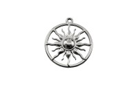 Подвеска Солнце 26,5х24х3мм, отверстие 1,4мм, цвет стальной, хирургическая сталь, 22-049, 1шт