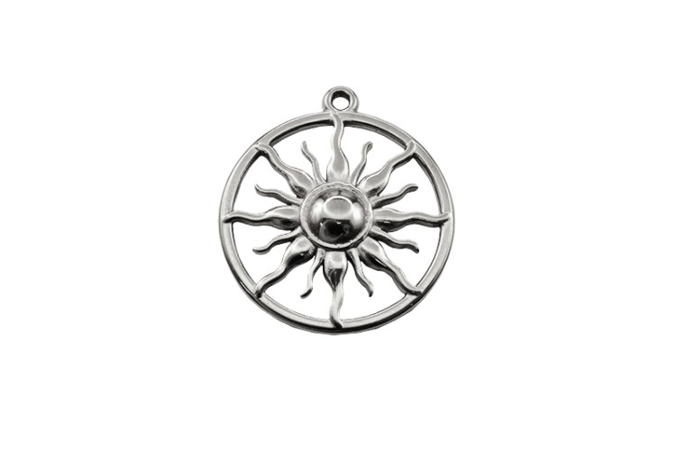 Подвеска Солнце 26,5х24х3мм, отверстие 1,4мм, цвет стальной, хирургическая сталь, 22-049, 1шт Подвеска Солнце 26,5х24х3мм, отверстие 1,4мм, цвет стальной, хирургическая сталь, 22-049, 1шт