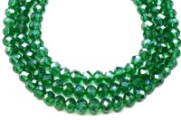 Бусина стеклянная Рондель 6х4мм, цвет зеленый, гальваническое покрытие, прозрачная, 507-064, 10 шт