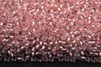 Бисер чешский PRECIOSA круглый 10/0 38298 прозрачный, розовая жемчужная линия внутри, 20 грамм