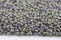 Бисер чешский PRECIOSA Twin 2,5х5мм 59205М серый/бензиновый непрозрачный, матовый ирис, 50г