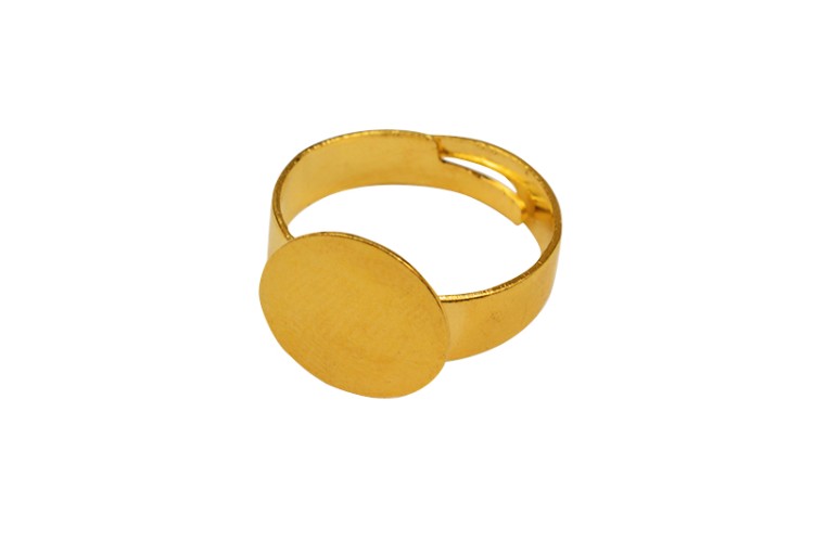 Основа для кольца 17мм (регулируется), диаметр площадки 12мм, цвет золото, латунь, 15-014, 1шт Основа для кольца 17мм (регулируется), диаметр площадки 12мм, цвет золото, латунь, 15-014, 1шт