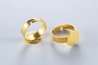 Основа для кольца 17мм (регулируется), диаметр площадки 12мм, цвет золото, латунь, 15-014, 1шт