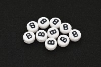 Бусина с буквой B 7х4мм, отверстие 1мм, цвет белый/черный, 540-100, 10шт