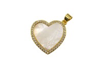 Подвеска Сердце 23х20х2мм, отверстие 5х3,5мм, латунь/цирконий, золото, 18k позолота, 22-607, 1шт