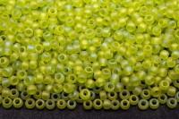 Бисер японский TOHO круглый 11/0 #0164F зеленый лайм матовый, радужный прозрачный, 10 грамм