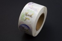 Стикеры-наклейки для упаковки круглые Thank you 25мм, ассорти цветов, бумага, 321-003, 1 рулон (около 500шт)