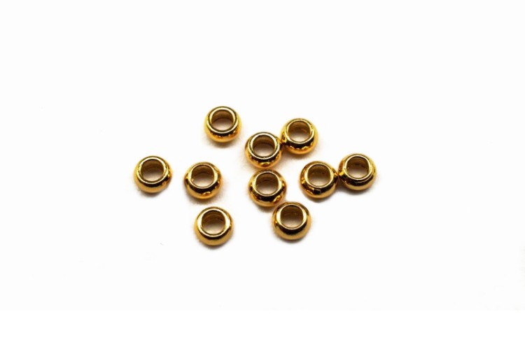 Бусина разделительная спейсер 2х1мм, отверстие 1мм, цвет золото, хирургическая сталь, 24-118, 10шт Бусина разделительная спейсер 2х1мм, отверстие 1мм, цвет золото, хирургическая сталь, 24-118, 10шт