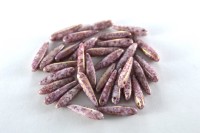 Бусины Thorn beads 5х16мм, цвет 03000/15496 белый мел/фиолетовый мрамор, 719-011, около 10г (около 32шт)