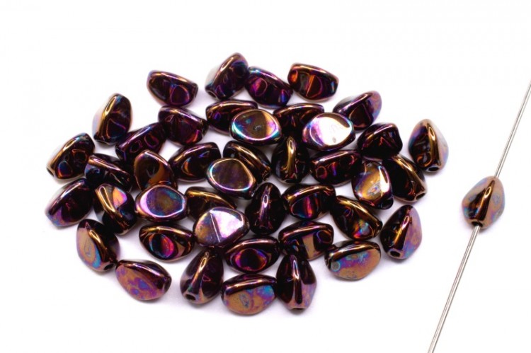Бусины Pinch beads 5х3мм, отверстие 0,8мм, цвет 23980/15781 черный/радужная бронза, 755-092, 10г (около 117шт) Бусины Pinch beads 5х3мм, отверстие 0,8мм, цвет 23980/15781 черный/радужная бронза, 755-092, 10г (около 117шт)